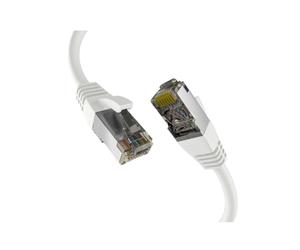 M-Cab EC020200312 Câble Réseau Cat8.1 S/FTP (S-STP) 1m RJ-45 Mâle Contacts Or 40000 Mbit/s 2000MHz LSZH Blanc Cuivre 26/7 PoE