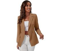 M&Catree Blazer pour Femme à Boutons Élégant Veste à Manches Longues Manteau Bureau Décontracté Blazers - Caramel, XL