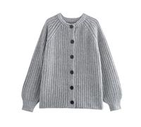 M&Catree Cardigan Femmes à Manches Longue Col Rond Gilet Tricoté Chic et Elégant avec Boutons Décontracté Manteau Y2K Pull - Gris, M