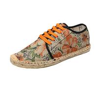 M&Catree Homme Espadrilles en Toile Confortable Semelle Caoutchouc et Corde tressée Chaussons - Orange, CN 43 (EU 42)