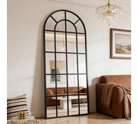 M&Catree Miroirs Arqué Pleine Longueur Style Ferme Miroir Décoratif Mural pour Salon Chambre Couloir - Noir, 175x63cm | 69" L x 25" W