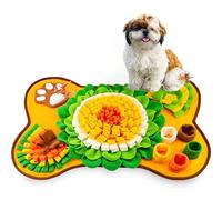 M&Catree Tapis Fouille Chien Snuffle Mat, Alimentation Lente Jouet Reniflant Couverture Pliable, Lavable - Jaune Orange