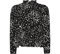 M & Co M & Co Black And White Spots Shirred Top