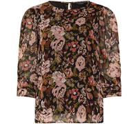 M & Co M & Co Black Floral Long Angel Sleeve Blouse