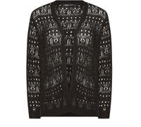 M & Co M & Co Black Petite Mid Length Crochet Cardigan