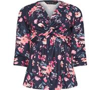 M & Co M & Co Blue Petite Floral Twist Front Top