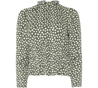 M & Co M & Co Green And White Spots Shirred Top
