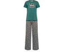 M & Co M & Co Green Long Day Short Sleeve Wide Leg Pyjamas Set