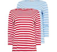 M & Co M & Co White Stripe Slash Neck Tops 2 Pack