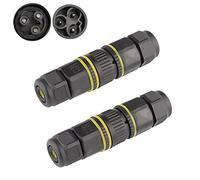 M EGA MEGACUBE Boîte de Dérivation Connecteur de Câble d’Extérieur Coupleur Étanche à 3 Pôles en Forme de T (2 par lot), Noir, 400.00V, IP68, Plastique