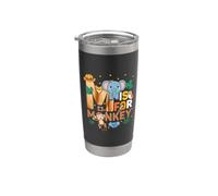 M est pour Monkey Zoo Animals, excursion au zoo, Jungle Zoo Day Gobelet isotherme en acier inoxydable double paroi