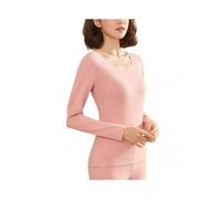 (M,Female Pink)Thermal Underwear Men Winter Women Long Johns Sets Fleece Keep Warm In Cold Weat