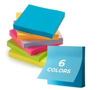 M&G Lot de 6 blocs de notes autocollantes de 7,6 x 7,6 cm, 6 couleurs vives, 120 feuilles/bloc, faciles à coller, fournitures de bureau et scolaires pour la maison, le bureau et les ordinateurs