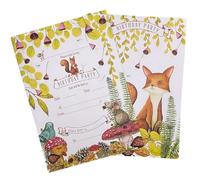 M & G Mustard & Gray Lot de 12 cartons d'invitation pour fête d'enfants Motif nature