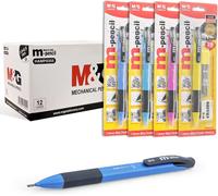 M&G Set de Porte-Mines, 1,8 mm Porte-Mines, Lot de 12 Crayons avec 12 Tubes de Mines 2B et 12 Gommes, Crayons pour Dessin et Croquis, École et Bureau