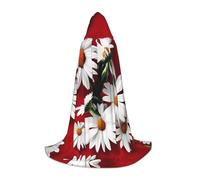 M Halloween Cape à Capuche Imprimé Fleur Rouge et Marguerite Blanche pour Adultes - Accessoire de Costume Unisexe pour Fête, Carnaval et Plus