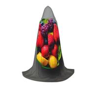 M Halloween Cape à capuche imprimé fruits frais et juteux arc-en-ciel pour adultes - Accessoire de costume unisexe pour fêtes, carnavals, et plus encore