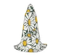 M Halloween Cape à Capuche Imprimé Marguerite Blanche pour Adultes - Accessoire de Costume Unisexe pour Fête, Carnaval, et plus encore