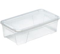 M-Home | Boîte de Rangement Plastique Transparent avec Aérations + Couvercle | 42 x 24 x 14 cm / 8,7 L | SPACE BOX | PLS613