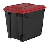 M-Home | Box avec Couvercle | Plastique | Noir / Rouge | 57,5 x 39 x 43,8 cm / 55 L | BRICO BOX L | PLS654