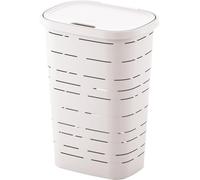 M home by Mazzei Mondex Coffre à Linge en Plastique 55L - Coloris Blanc - Fabriqué en France - Panier à Linge Robuste avec Couvercle - 44 x 32,5 x 60,5 cm - Idéal Salle de Bain, buanderie, Chambre