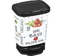 M home by Mazzei Mondex - Poubelle de Cuisine à Pédale 20L - Système Soft Closing, Fermeture Douce - motif Italian Food - Idéale Cuisine, Salle de Bain, Cellier - Fabriquée en Italie