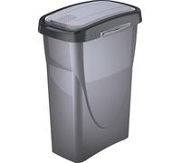 M home by Mazzei Mondex - Poubelle de Tri Sélectif 25L - Plastique Recyclé - Couvercle Basculant/Fixe - Système de Connexion - Gris Silver - Idéale Cuisine, Salle de Bain, Cellier - Fabriqué en Italie