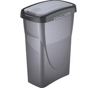 M home by Mazzei Mondex - Poubelle de Tri Sélectif 40L - Plastique Recyclé - Couvercle Basculant/Fixe - Système de Connexion - Gris Silver - Cuisine, Salle de Bain, Cellier - Fabriquée en France