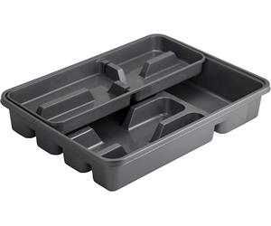 M home by Mazzei Mondex - Range-couverts Double en plastique - Gris Silver - 9 Compartiments (5+4) - partie supérieure coulissante et amovible - 40x30x7 cm - Fabriqué en Italie