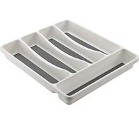 M-Home | Range Couverts pour Tiroir / 5 Compartiments | Bi-Matière Plastique Blanc et Silicone Gris | 31 x 27 x 4,5 cm | SPACE SYSTEM | PLS261