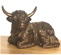 M&HONG Figurine ornementale mère et Veau des Highlands pondeuses de la Gamme Leonardo Reflections Bronzed