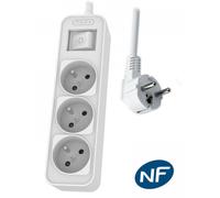 Philips Multiprise CHP2134W – 3 prises, protection contre les surtensions, cordon 1,5 m, blanc