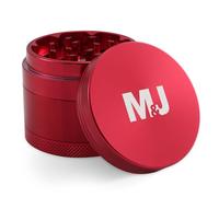 M&J Broyeur Rouge ø5 cm 4,3 cm de haut durable en aluminium précis en métal avec dents aiguisées & couvercle magnétique, 4 pièces avec presse-pollen