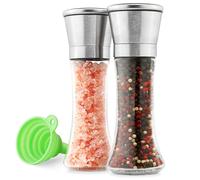 M JINGMEI Moulin à Poivre, Ensemble de Deux Broyeurs à Sel et Poivre, Broyeur à Épices Réutilisable, Broyeur à Poivre Manuel en Acier Inoxydable, Sel et Poivre Réglables en Grossièreté