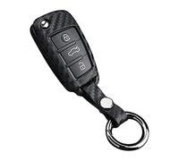 M.JVisun Doux Silicone Caoutchouc Clef Coque Porte-clés pour Audi A1 A3 A4 A6 A8 Quattro Q2 Q3 Q7 R8 RS3 RS6 S3 S6 TT TTS Pliant Clé - Noir - Rond Porte-clé