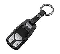 M.JVisun Doux Silicone Caoutchouc Clef Coque Porte-clés pour Audi A4 A4L A5 A6 A7 A8 Q5 Q7 R8 RS Q3 RS4 RS5 RS7 S4 S5 S6 S7 S8 SQ5 SQ7 TT TTS TT-RS Clé - Noir - Rond Porte-clé