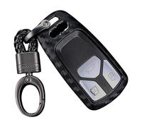 M.JVisun Doux Silicone Caoutchouc Clef Coque Porte-clés pour Audi A4 A4L A5 A6 A7 A8 Q5 Q7 R8 RS Q3 RS4 RS5 RS7 S4 S5 S6 S7 S8 SQ5 SQ7 TT TTS TT-RS Clé - Noir - Tressé Porte-clés