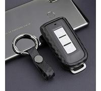 M.JVisun Doux Silicone Caoutchouc Coques de Clés Porte-clés pour Mitsubishi ASX Eclipse Cross Fortis Galant Lancer EVO Evolution Mirage Outlander RVR e Voiture - Noir - Rond Porte-clé