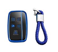 M.JVisun Doux TPU Clef Coque Porte-clés pour Jaguar XE XEL XF XFL XJ F-Pace F-Type Intelligent e Voiture - Brillant Bleu - Tressé Porte-clés