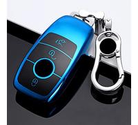 M.JVisun Doux TPU Clef Coque Porte-clés pour Mercedes-Benz 2019-2022 Classe A Classe C Classe G 2017-2022 Classe E 2018-2021 Classe S Clé de Voiture - Brillant Bleu - Métal Porte-clés