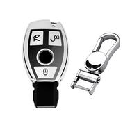 M.JVisun Doux TPU Clef Coque Porte-clés pour Mercedes-Benz B E S G M V CLA CLS GLA GLC GLE GLK GL GLS SL SLK SLC Viano Pour Metris e Voiture - Brillant Argent - Métal Porte-clés
