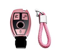 M.JVisun Doux TPU Clef Coque Porte-clés pour Mercedes-Benz B E S G M V CLA CLS GLA GLC GLE GLK GL GLS SL SLK SLC Viano pour Metris e Voiture - Brillant Rose - Tressé Porte-clés