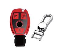 M.JVisun Doux TPU Clef Coque Porte-clés pour Mercedes-Benz B E S G M V CLA CLS GLA GLC GLE GLK GL GLS SL SLK SLC Viano pour Metris e Voiture - Brillant Rouge - Métal Porte-clés
