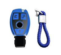 M.JVisun Doux TPU Clef Coque Porte-clés pour Mercedes-Benz Classe A B Classe C E S G M V CLA CLS GLA GLC GLE GLK GL GLS SL SLK SLC Viano pour Metris Clé de Voiture - Brillant Bleu - Tressé Porte-clés