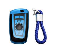 M.JVisun Doux TPU Coques de Clés Porte-clés pour BMW Série 1 Série 2 Série 3 Série 4 Série 5 Série 6 Série 7 5GT GT3 GT5 X1 X3 X4 M2 M3 M4 M5 M6 e Voiture - Brillant Bleu - Tressé Porte-clés