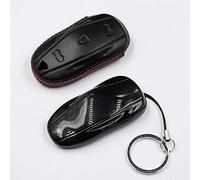 M.JVisun Véritable Cuir Clef Coque Porte-clés pour Tesla Model S Intelligent e Voiture - pour Tesla Model S - Noir