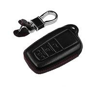 M.JVisun Véritable Cuir Clef Coques de Clés Porte-clés pour Toyota 86 GT86 Avalon C-HR Camry Corolla Highlander Land Cruiser Prado Prius RAV4 2016-2023 Intelligent Clé de Voiture - Cuir - Noir