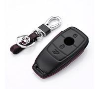 M.JVisun Véritable Cuir Coques de Clés Porte-clés pour Mercedes-Benz 2019-2022 C G 2017-2022 E 2018-2021 S Intelligent e Voiture - Cuir - Noir