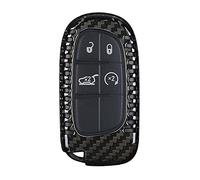 M.JVisun Véritable Fibre de Carbone Clef Porte-clés Auto Coques de Clés pour Jeep Compass Grand Cherokee SRT Renegade Trailhawk Clé de Voiture - B Style - Noir