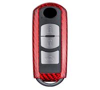 M.JVisun Véritable Fibre de Carbone Clef Porte-clés Auto Coques de Clés pour Mazda 2 3 Axela 5 6 Atenza 8 CX-3 CX-4 CX-5 CX-7 CX-9 MX-5 Miata pour Toyota Yaris pour Scion IA e Voiture - Rouge